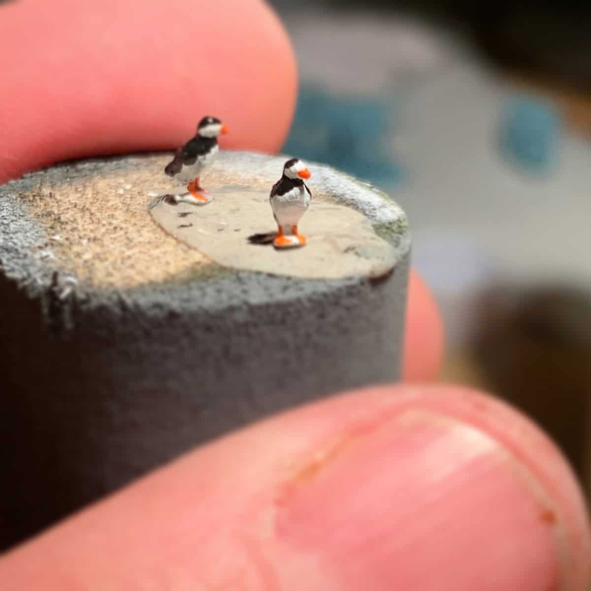 Model railroad puffins